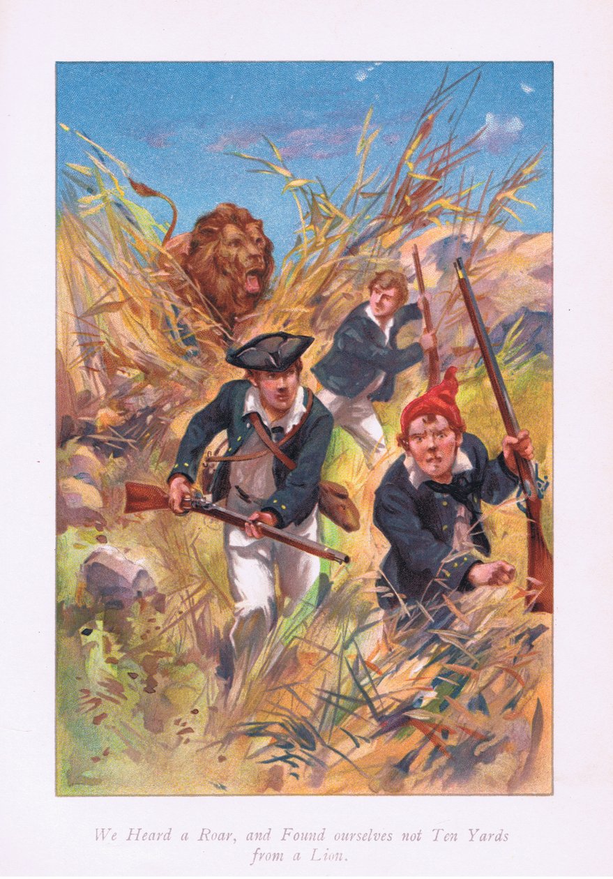 Vi hørte et brøl og befandt os ikke ti meter fra en løve, 1900-tallet af Archibald Webb