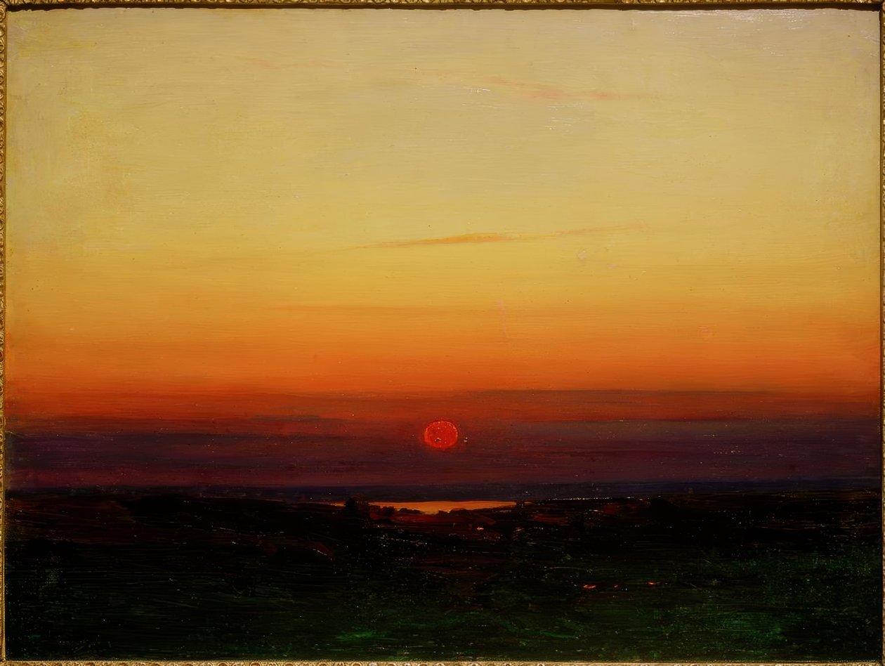 Solnedgang over steppen på en søbred af Archip Iwanowitsch Kuindschi