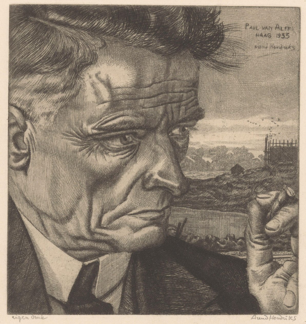 Portræt af Paul van Alf af Arend Hendriks (signed by artist)