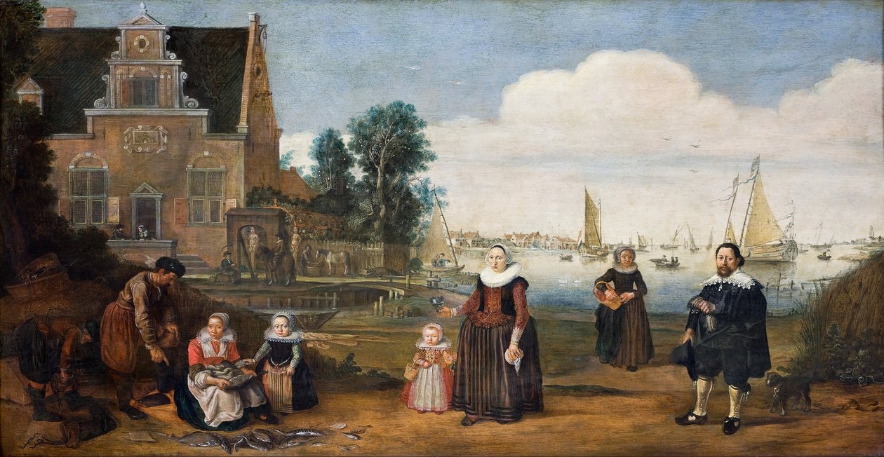 Portræt af en familie (olie på panel) af Arent Arentsz