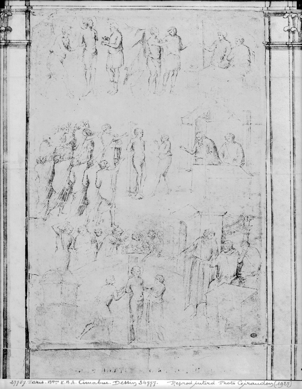 Scener fra en helgens liv, detalje (se også 217743) (pen og blæk og brun vask på papir) af Aretino Luca Spinello or Spinelli