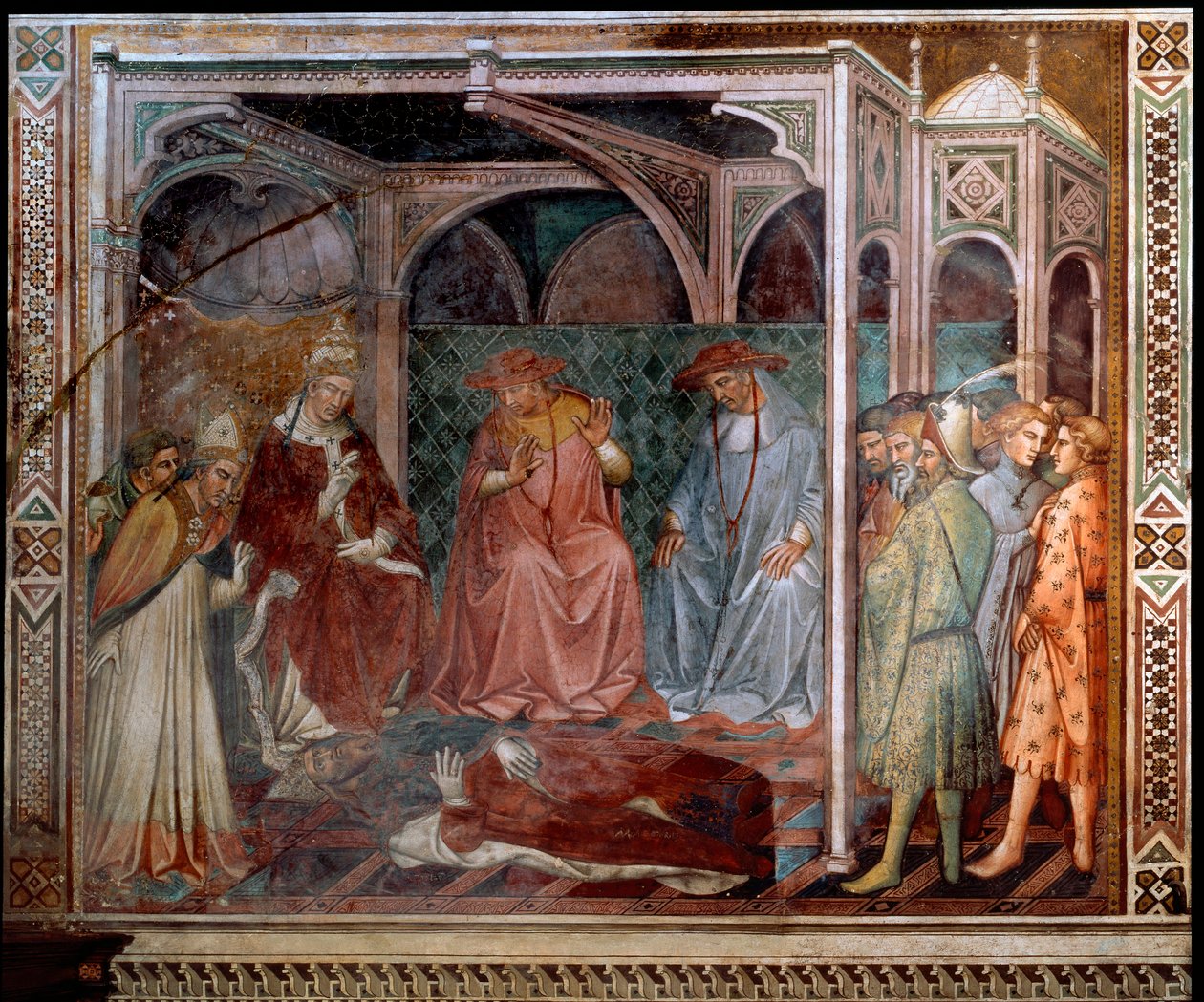 Kejser Frederick Barbarossa underkaster sig pave Alexander III, hvilket fører til det 3. Laterankoncil i 1179 (Fresco af Aretino Luca Spinello or Spinelli