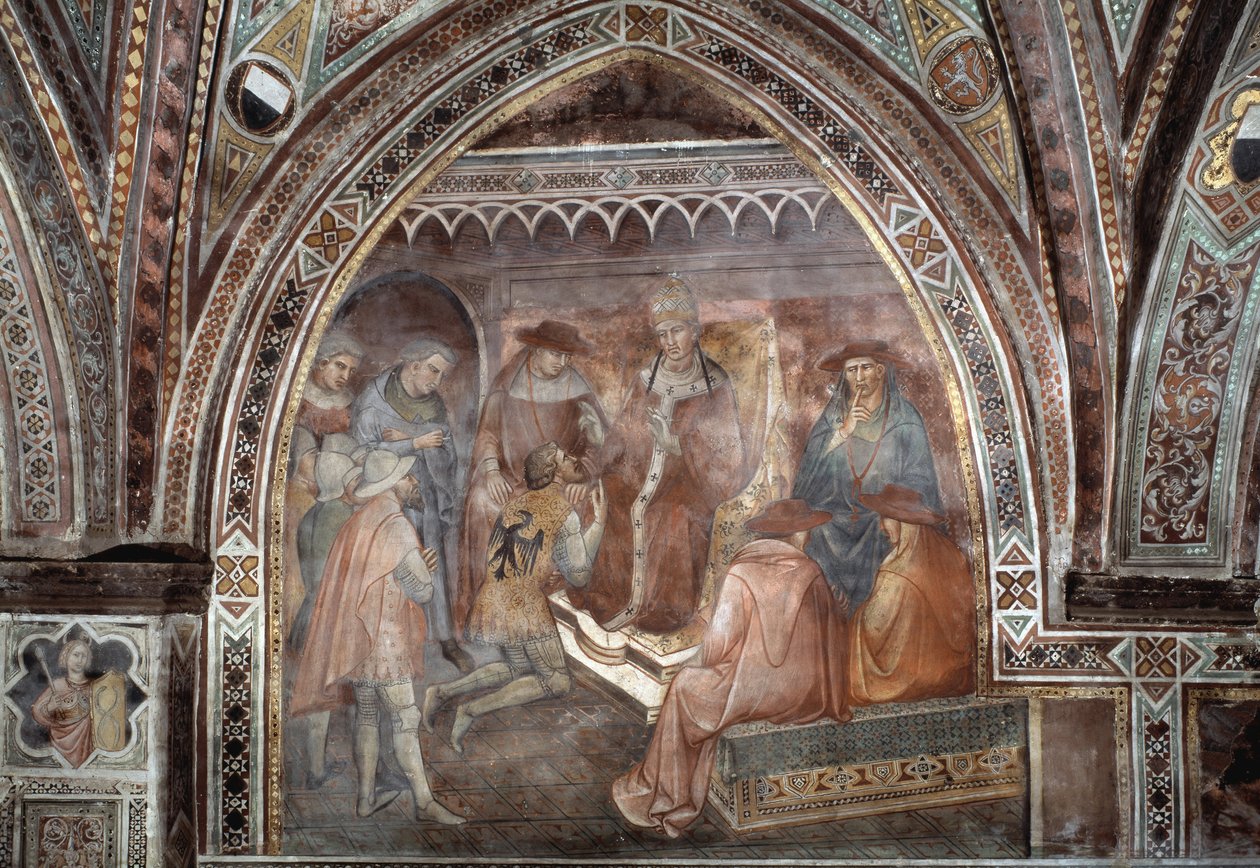 Pave Alexander III - Fresco af Aretino Luca Spinello or Spinelli