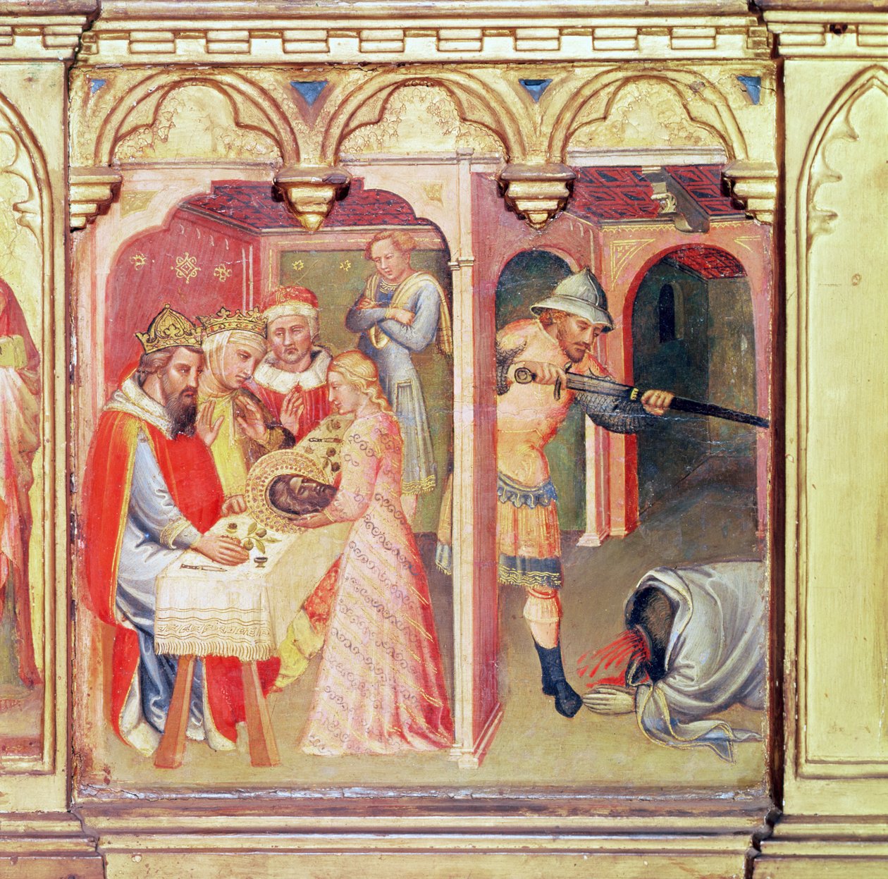 Johannes Døberens martyrium, Predella Panel fra Skt. Nemesius og Johannes Døberen af Aretino Luca Spinello or Spinelli