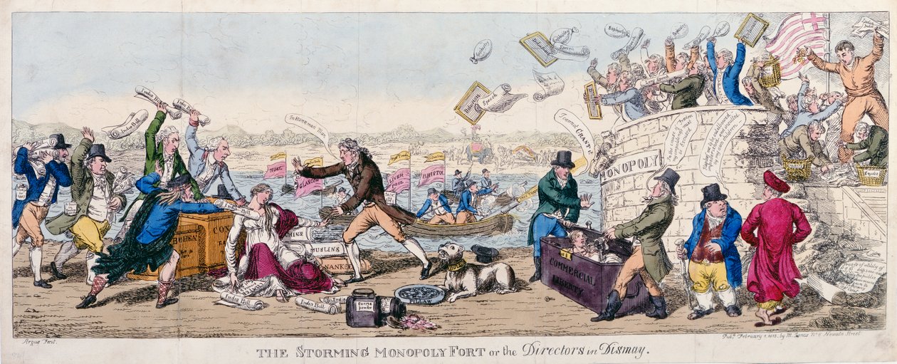 Storming of Monopoly Fort eller Direktørerne i forfærdelse, udgivet 1813 af Argus