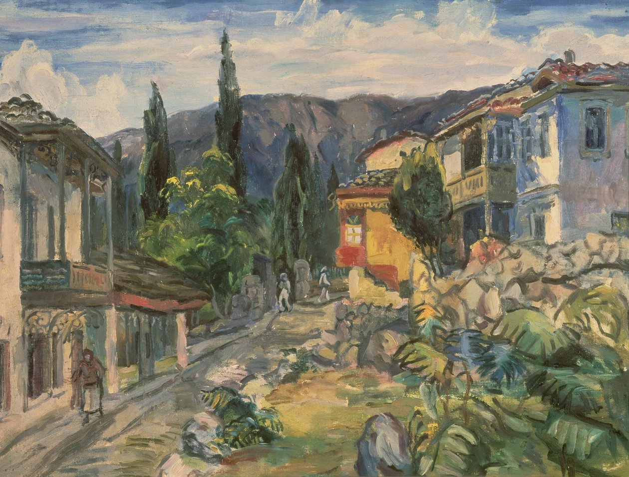 En tatarisk gade i Jalta, 1932 af Aristarkh Vasilievic Lentulov