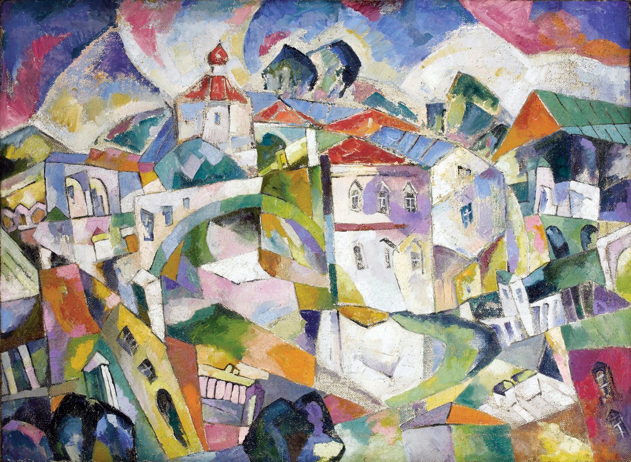 Kubistisk landskab, omkring 1910 (olie på lærred) af Aristarkh Vasilievic Lentulov