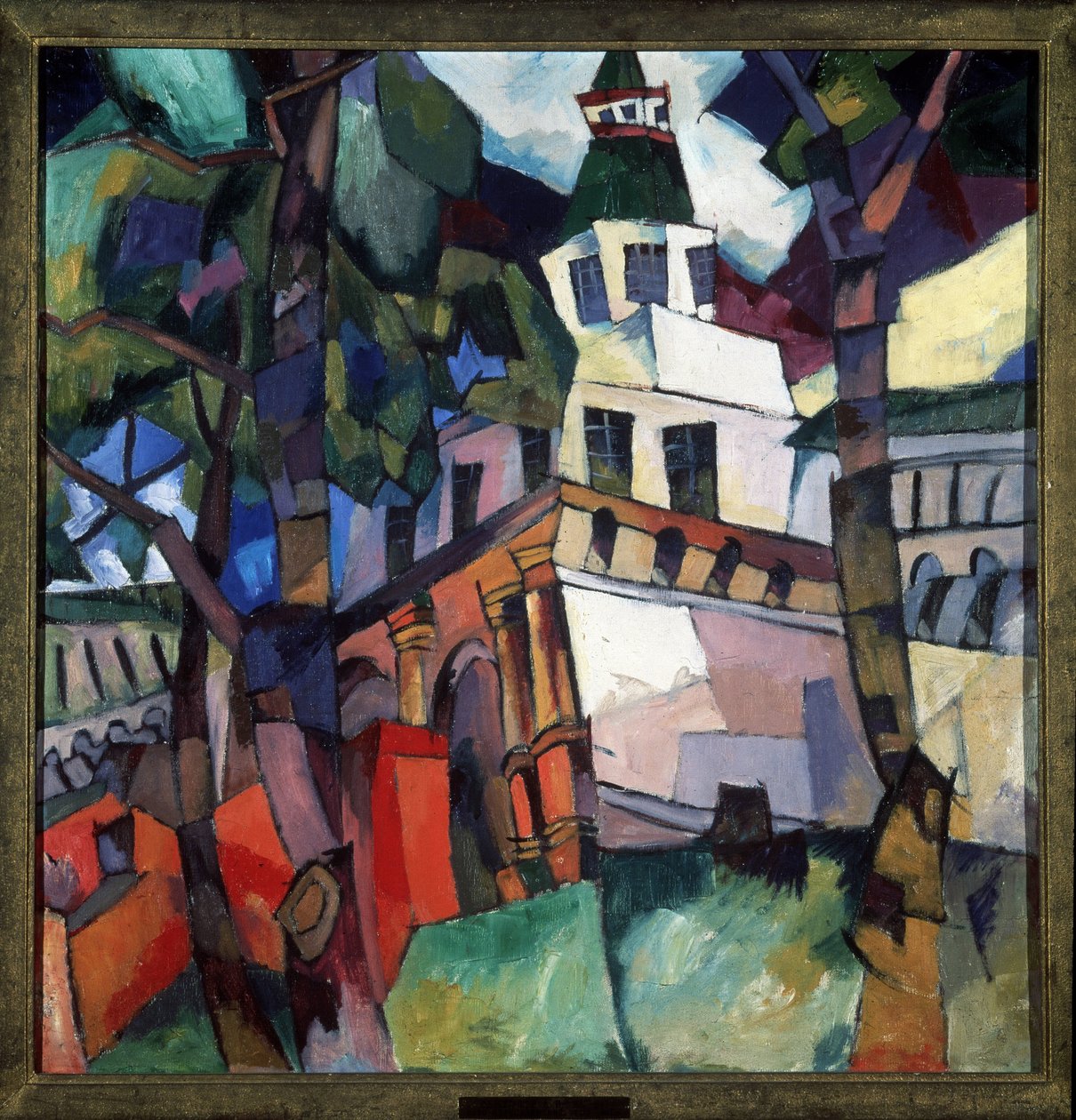 Porttårnet til det nye kloster i Jerusalem (Israel). (Porttårnet, New Jerusalem Monastery). Maleri af Aristarkh Vasilyevich Lentulov (Lentulov) (1882-1943), olie på lærred af Aristarkh Vasilievic Lentulov