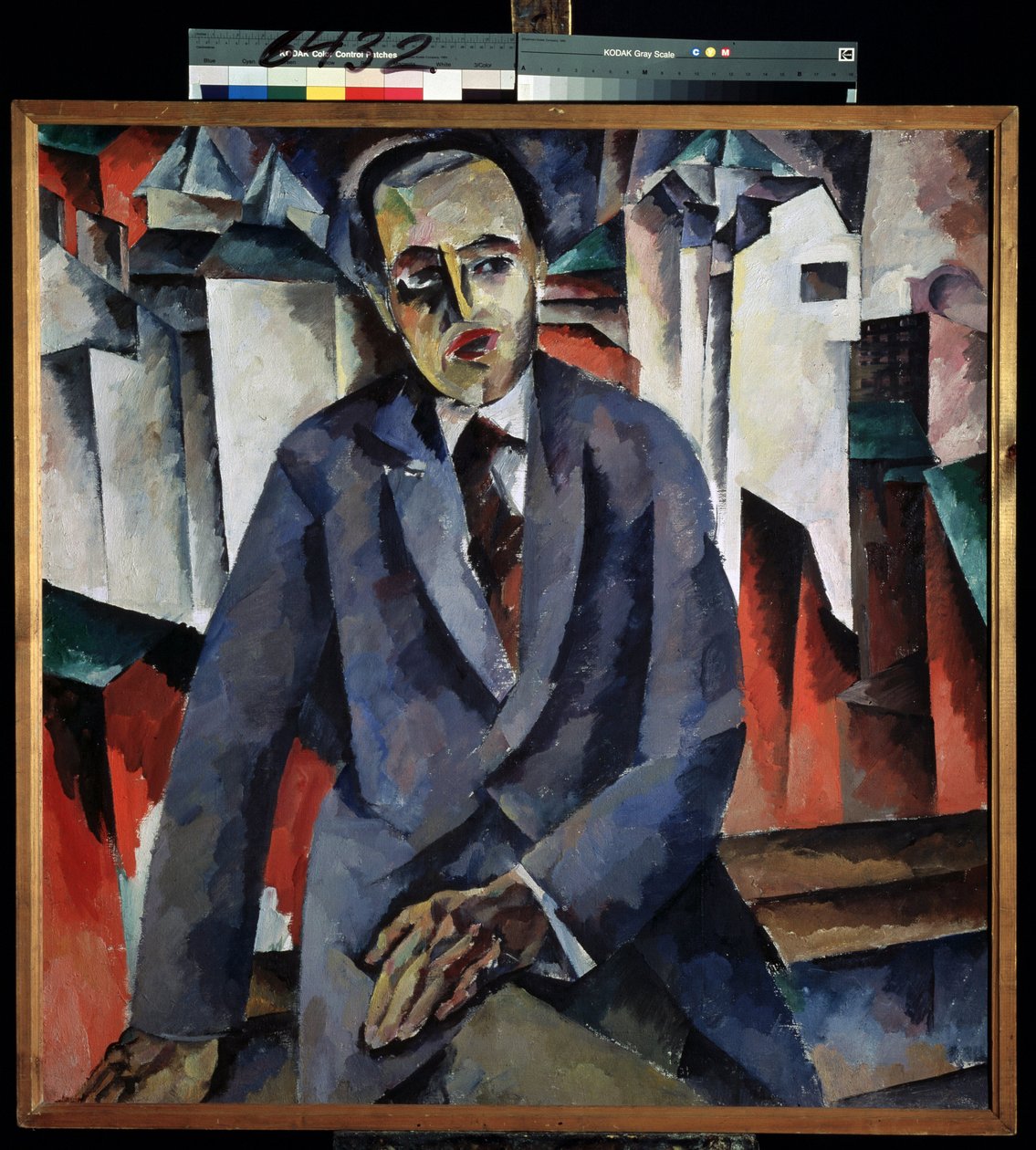 Portræt af regisseur Alexander Tairov (1885-1950) (Portræt af regisseur A. Tairov). Maleri af Aristarkh Vasilyevich Lentulov (Lentulov) (1882-1943), olie på lærred. Russisk kunst, det 20. århundredes avantgarde. Det russiske statsmuseum, Sankt Petersborg. af Aristarkh Vasilievic Lentulov