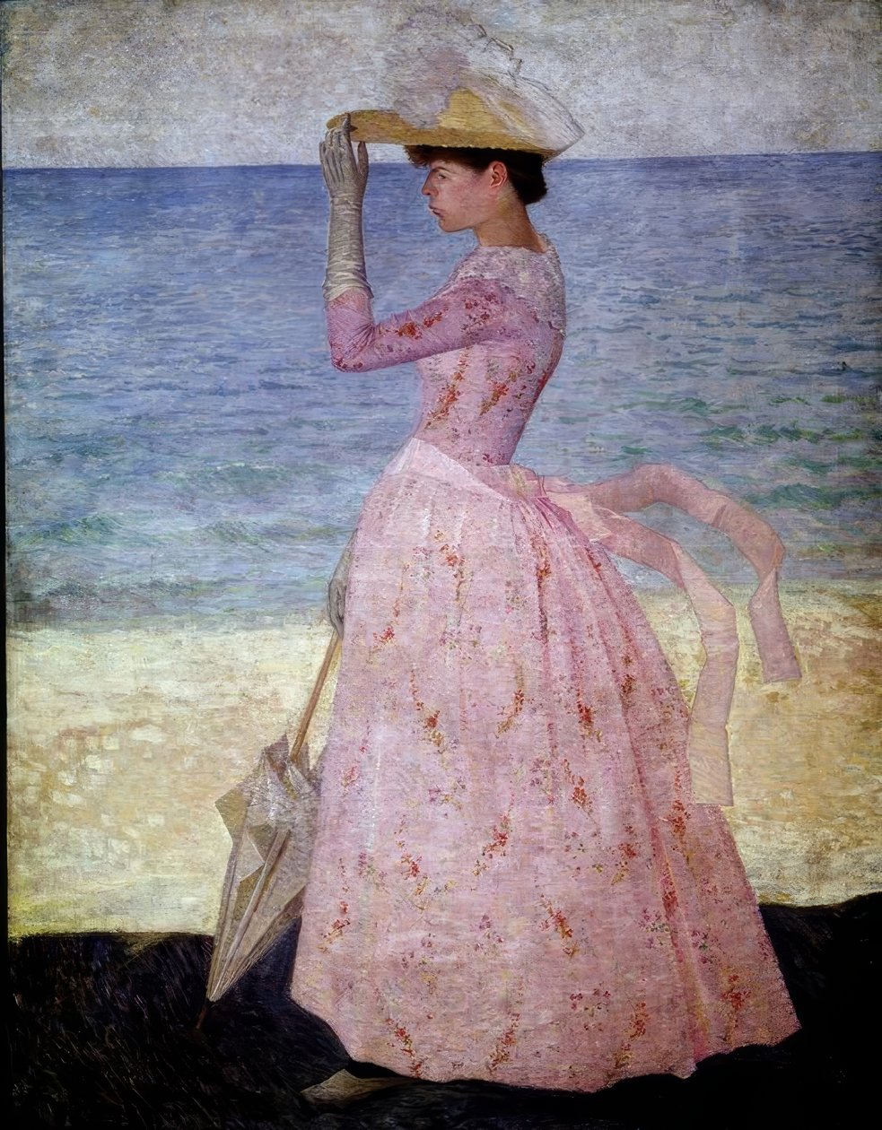 Kvinden med en parasol - 1896 - 190 × 149 cm - olie på lærred. Kunstner: ARISTIDE MAILLOL. Også kendt som: LA MUJER DE LA SOMBRILLA. Sted: MUSEE D