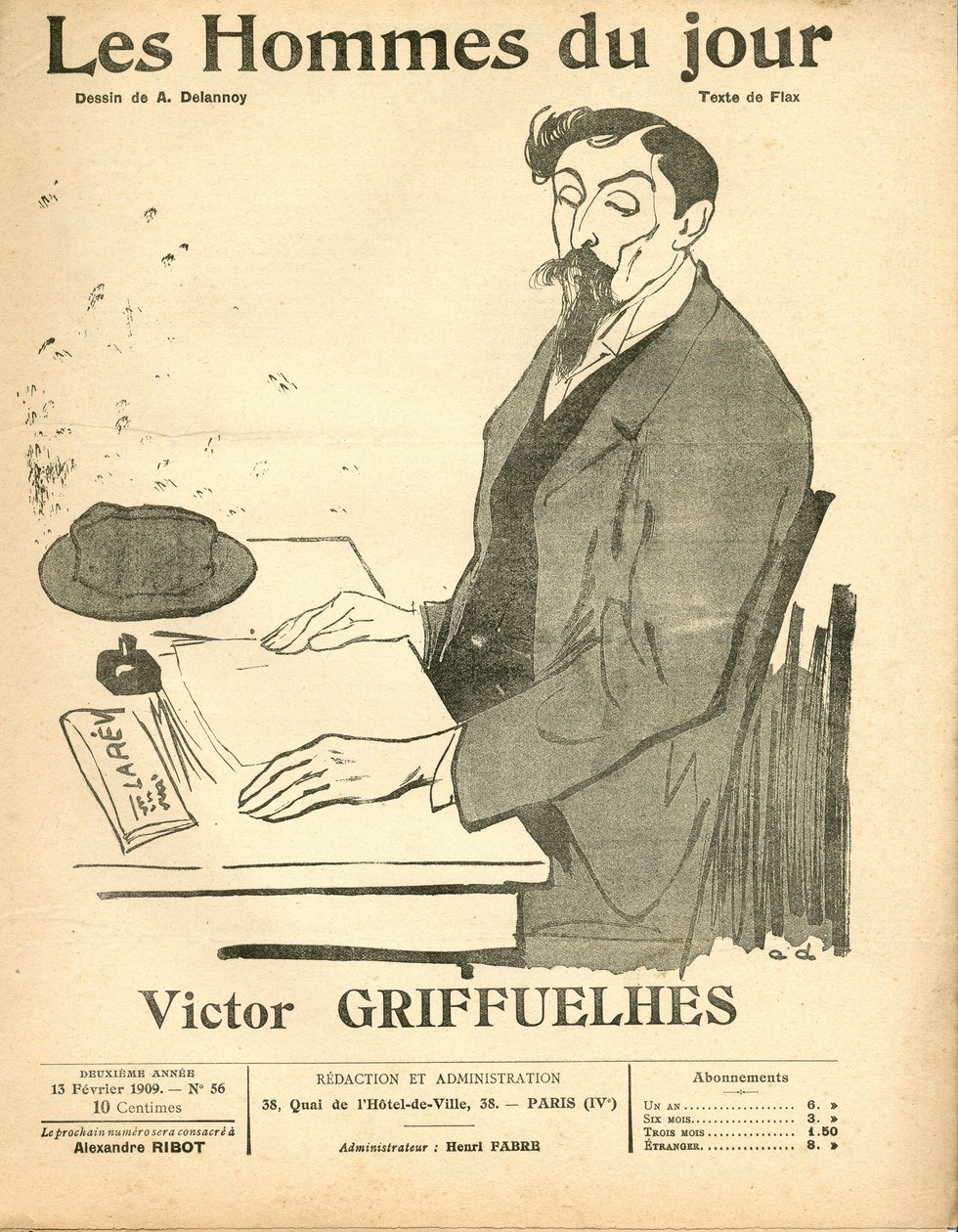 Cover af ""The Men of the Day"", Satirical in B & W af Aristide Delannoy