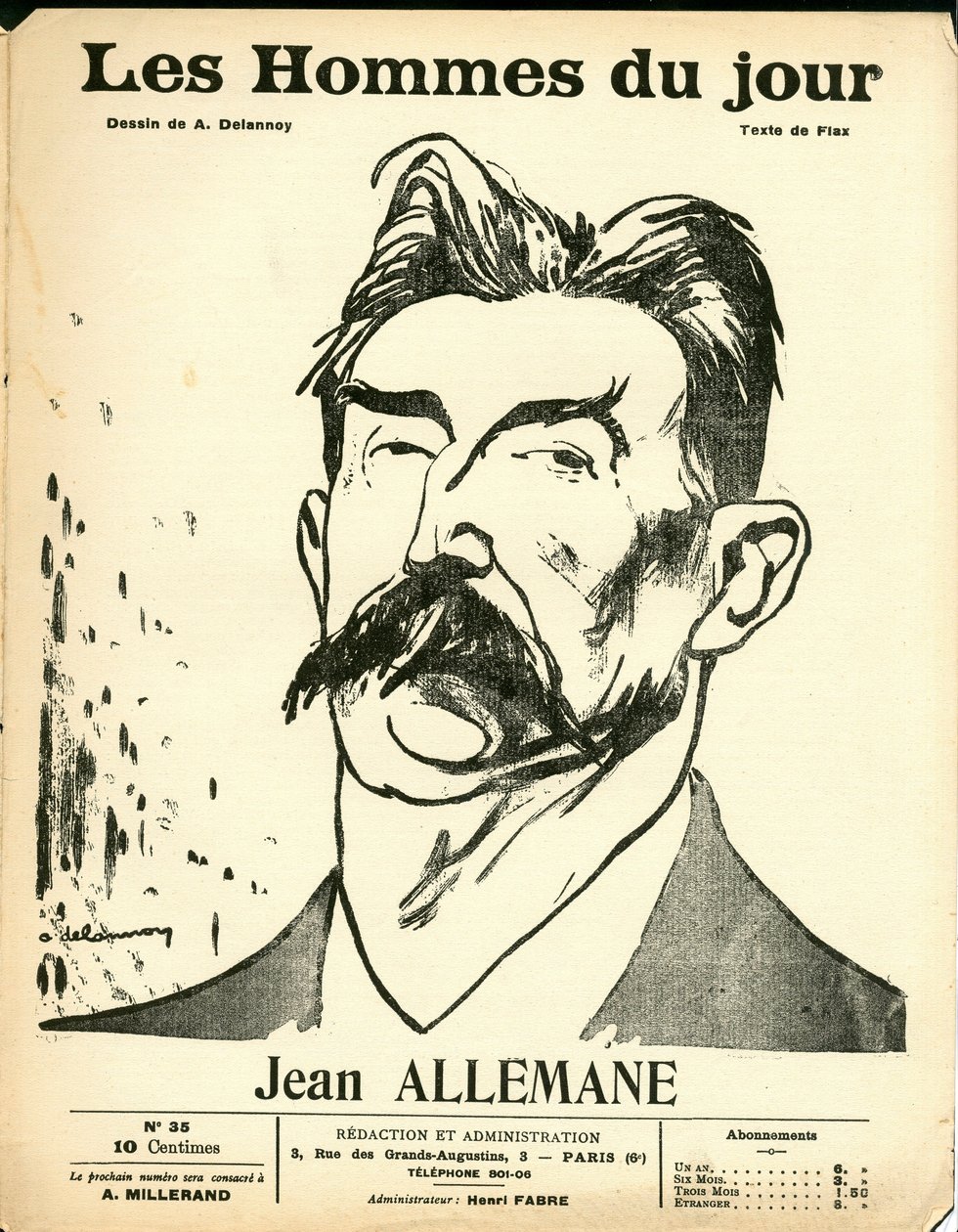 Cover af "" The Men of the Day "", Satirical in B & W af Aristide Delannoy
