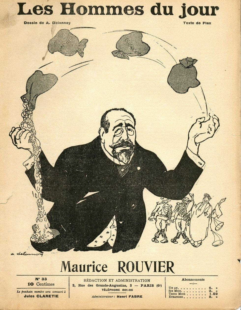 Cover af "" Les Hommes du jour"", omkring 1906 - Illustration af Aristide Delannoy (1874-1911): Sølv - Rouvier Maurice (1842-1911) - Jonglering af Aristide Delannoy