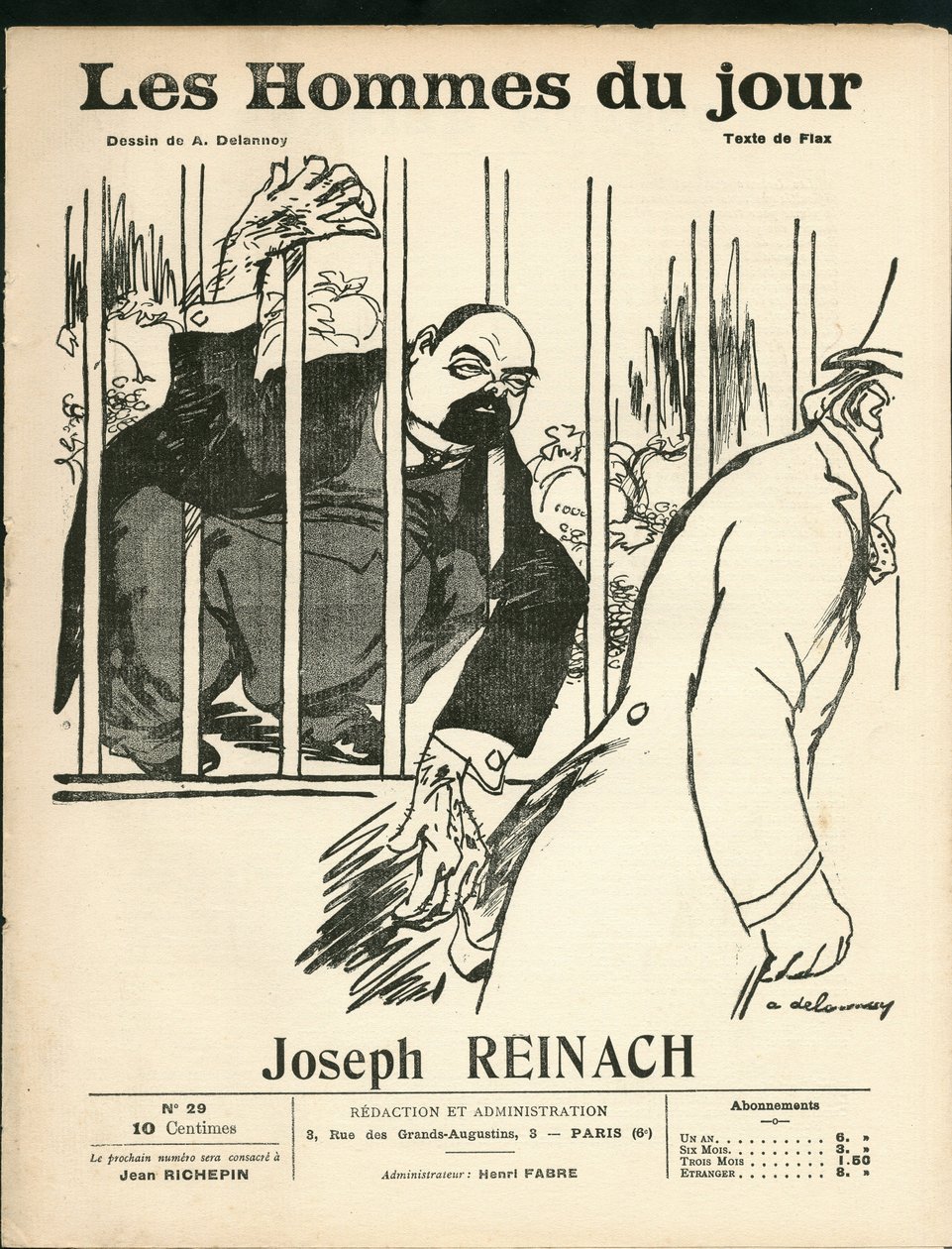 Cover af "" The Men of the Day"", omkring 1905 - Illustration af Aristide Delannoy (1874-1911): Antisemitisme, sølv - Reinach Joseph (1856-1921), Abe af Aristide Delannoy