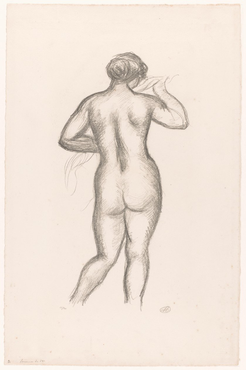 Kvinde nøgen set bagfra Femme nue de dos (original titel) af Aristide Maillol (signed by artist)