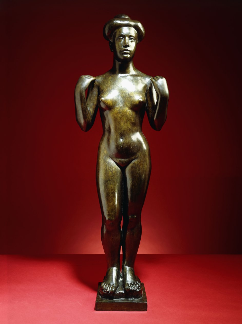 Badende, med Armene løftet; Baigneuse, aux Bras Leves, ca. 1900 (bronze med grøn-brun patina) af Aristide Maillol