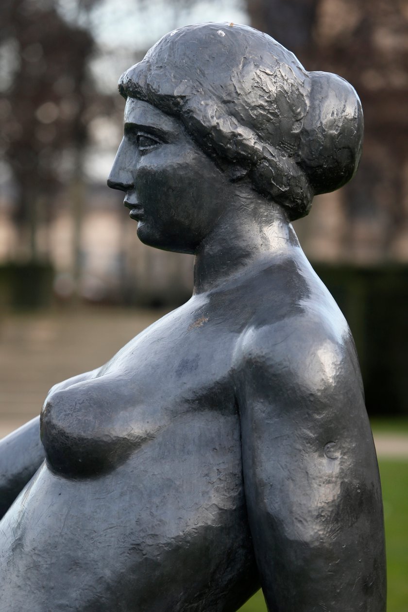 Jardin des tuileries, Aristide Maillol, Liggende ung pige, bronze 1921, Detalje, Paris, Frankrig (foto) af Aristide Maillol