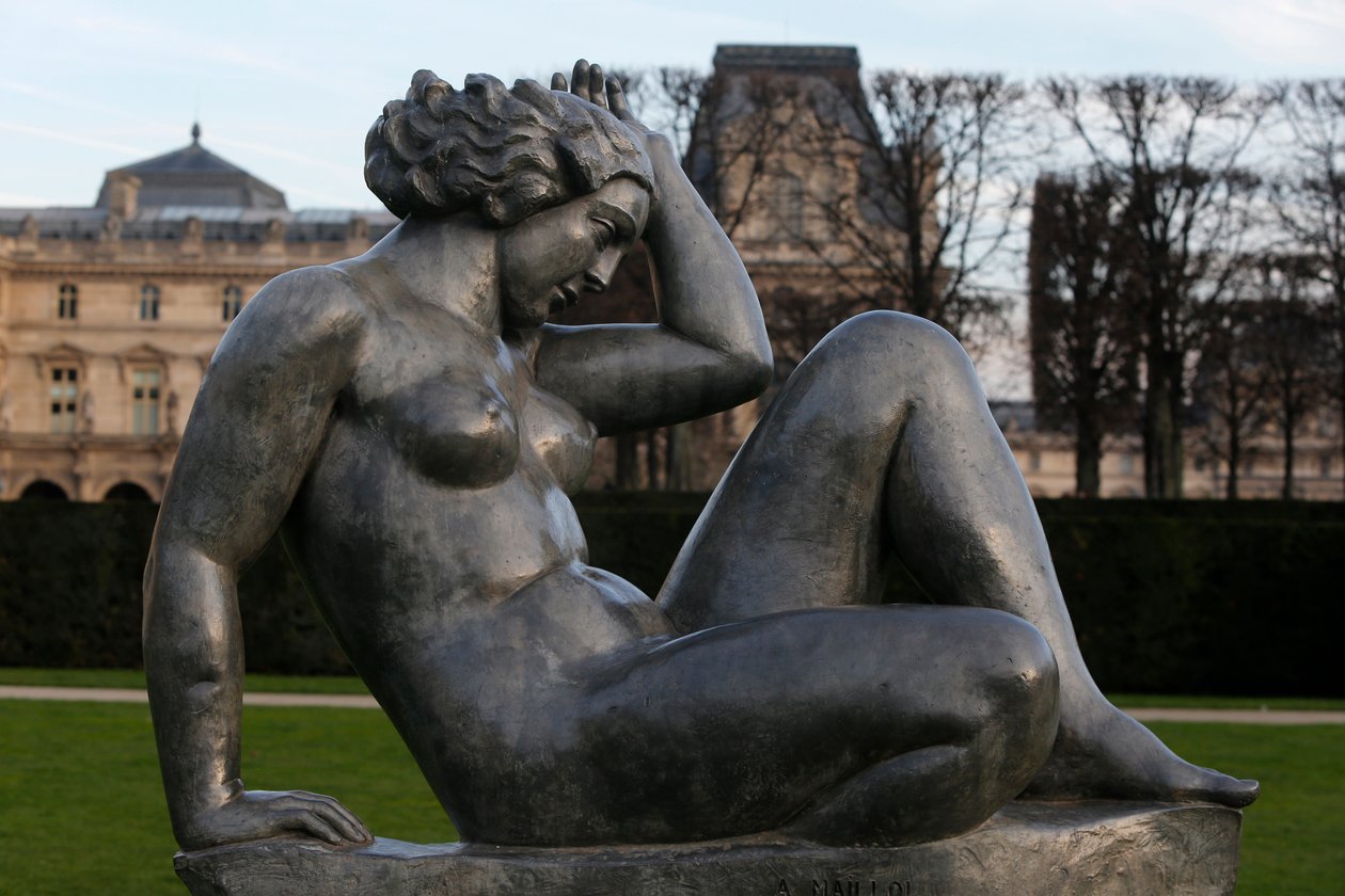Jardin des tuileries, Aristide Maillol, Montagne 1937 (hoved), Paris, Frankrig (foto) af Aristide Maillol