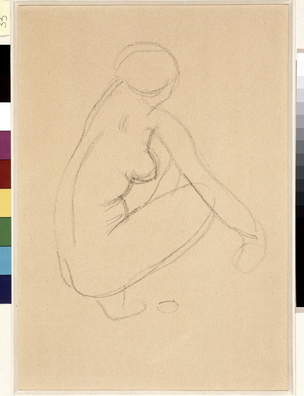 Nøgen squat. Tegning af Aristide Maillol (1861-1944). Blyant på papir. Mål: 32x23 cm. Musee Cantini, Marseille af Aristide Maillol
