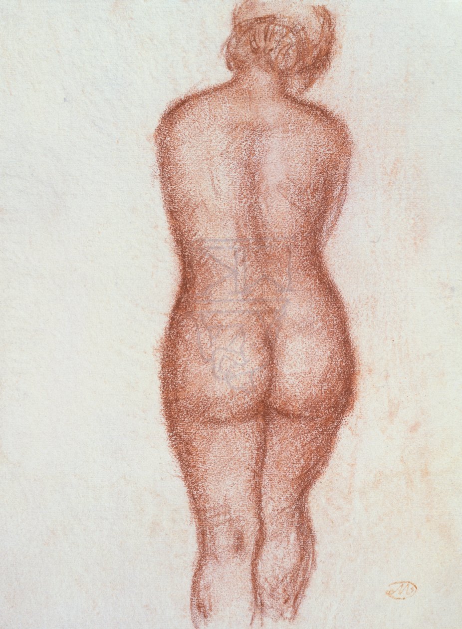 Nøgen stående bagfra (pastel på papir) af Aristide Maillol