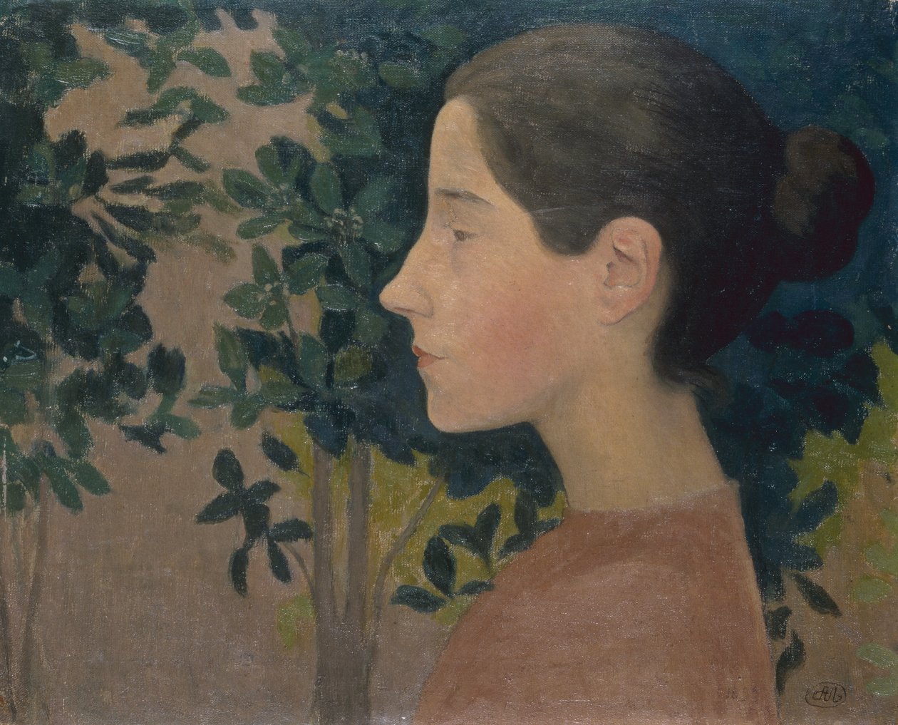 Profil af en pige (olie på lærred) af Aristide Maillol