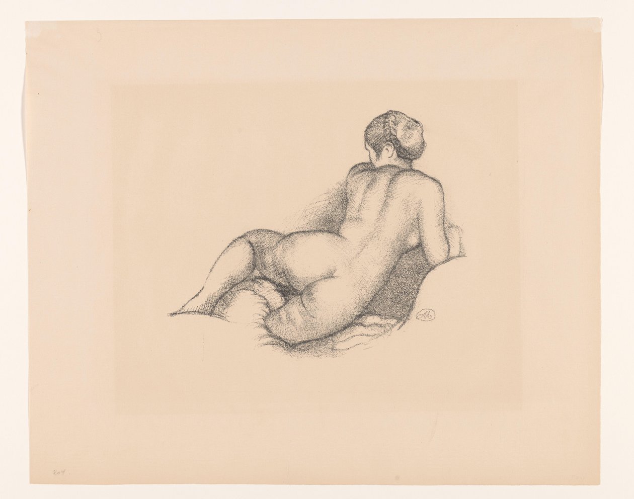 Nøgen kvinde, set bagfra Dina, sur son coude droit (original titel) af Aristide Maillol