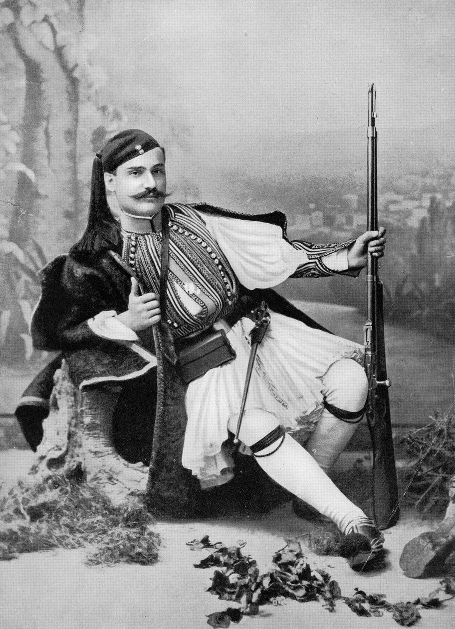 En græsk Evzone, slutningen af det 19. århundrede af Aristotelis Rhomaides