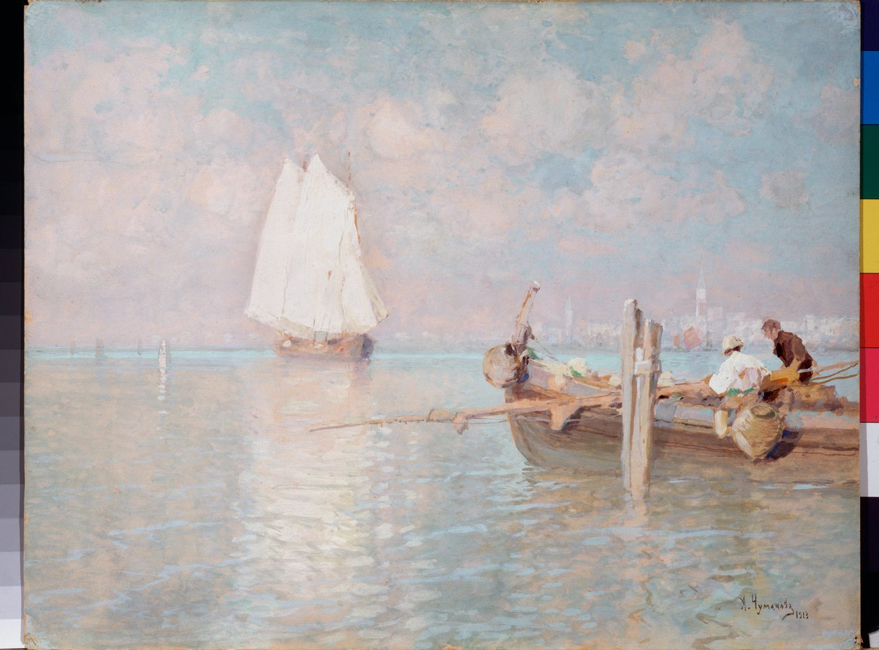 Venedigbugten (Italien) - Venedigbugten - Maleri af Arkadi Afanasyevich Chumakov (Tchoumakov) (1868-1948), olie på lærred af Arkadi Afanasyevich Chumakov