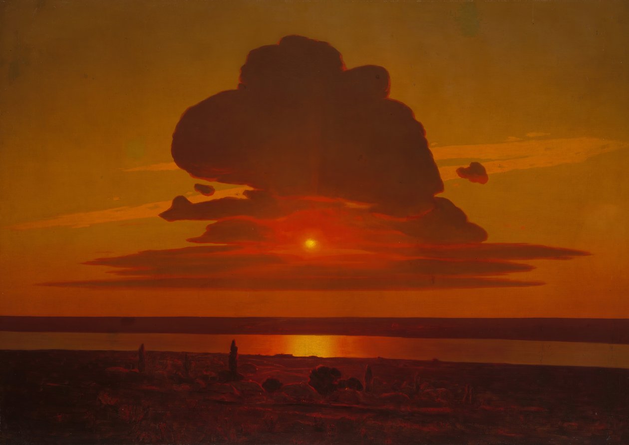 Rød solnedgang på Dnepr, 1905-8. af Arkhip Ivanovich Kuindzhi
