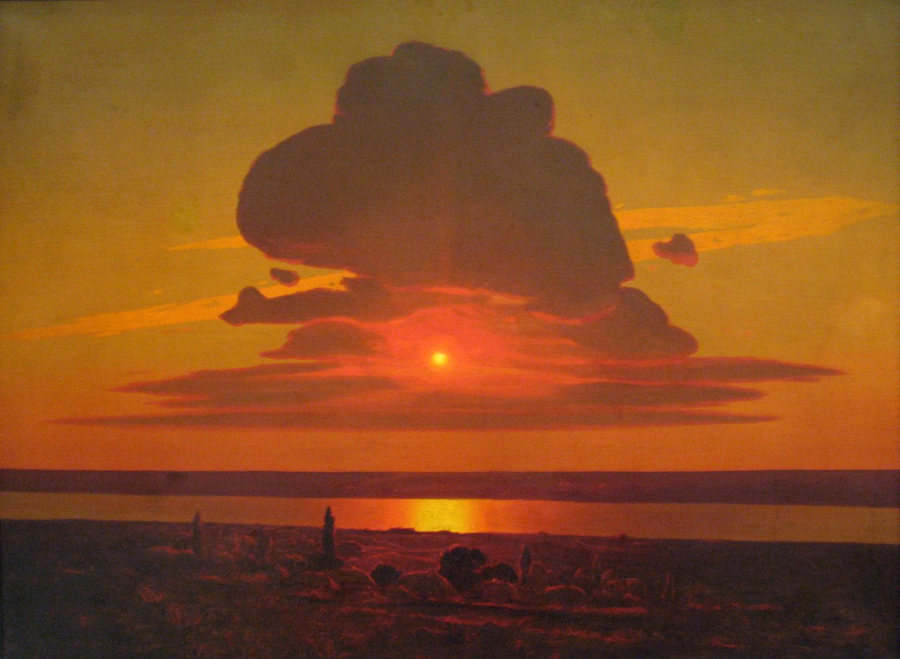 Russisk: "Rød solnedgang" Rød solnedgang på Dnepr af Arkhip Kuindzhi