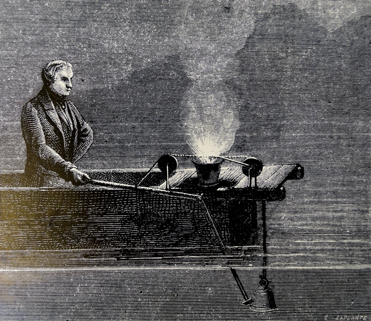 Eksperiment for at måle lydens hastighed i vand, 1873 af Armand Guilleminot