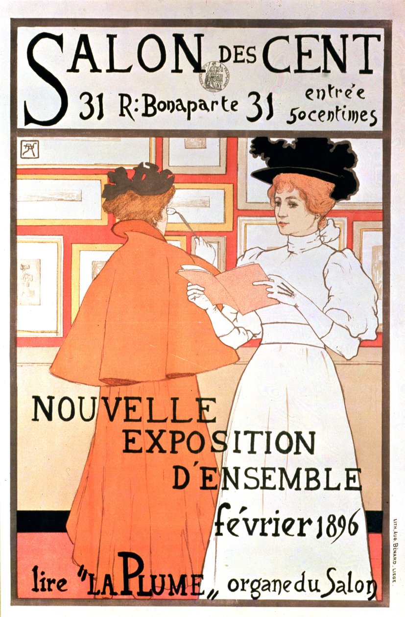 Plakat, der reklamerer for en udstilling i "Salon des Cent", 1896 af Armand Rassenfosse