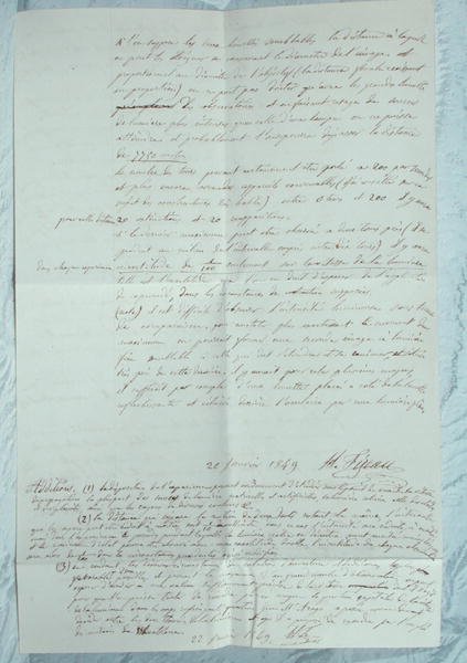 Brev med beskrivelse af Fizeaus forsøg til bestemmelse af lysets hastighed af Armand Hippolyte Louis Fizeau