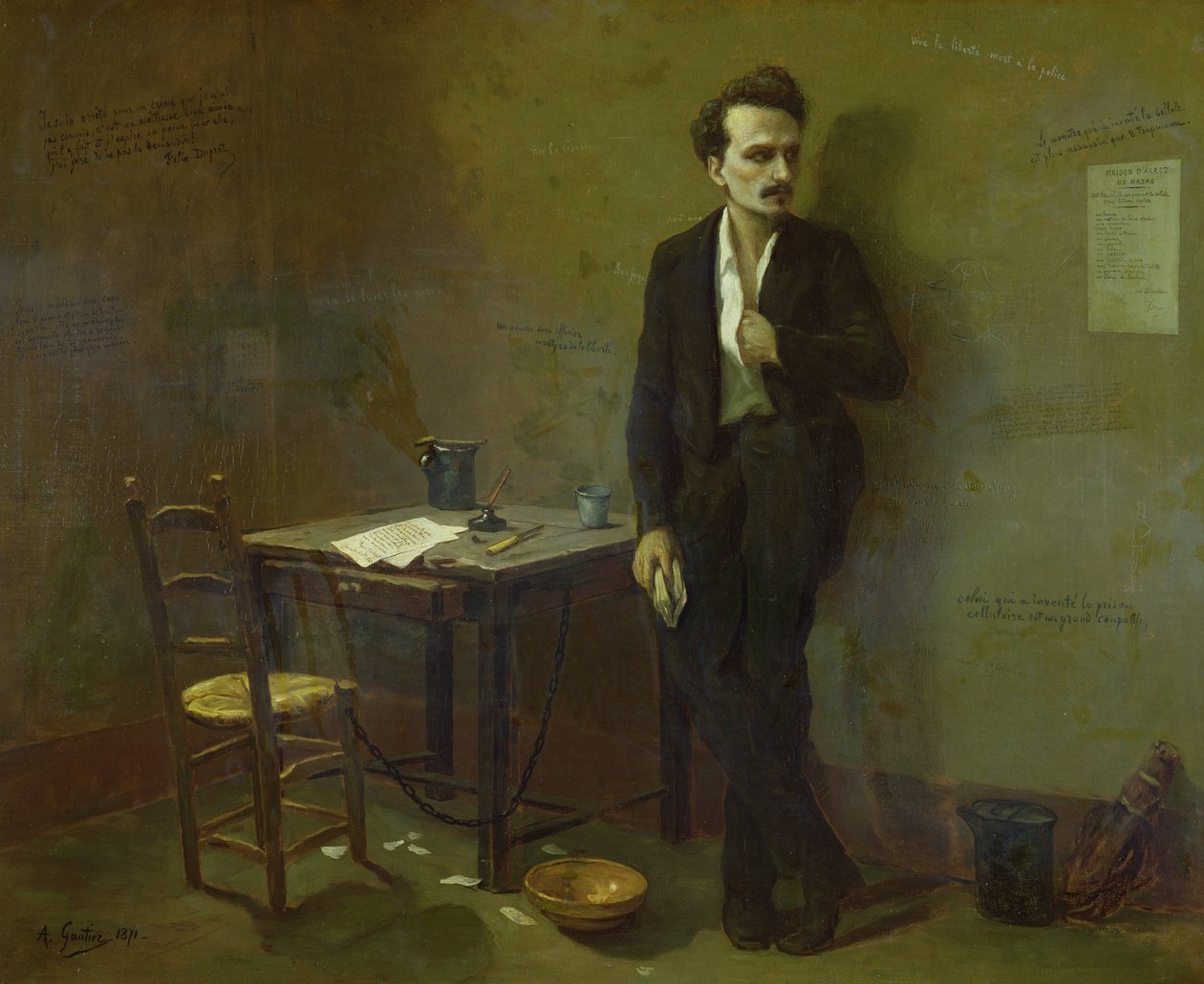 Henri Rochefort (1831-1913) i Mazas fængsel, 1871 af Armand Desire Gautier