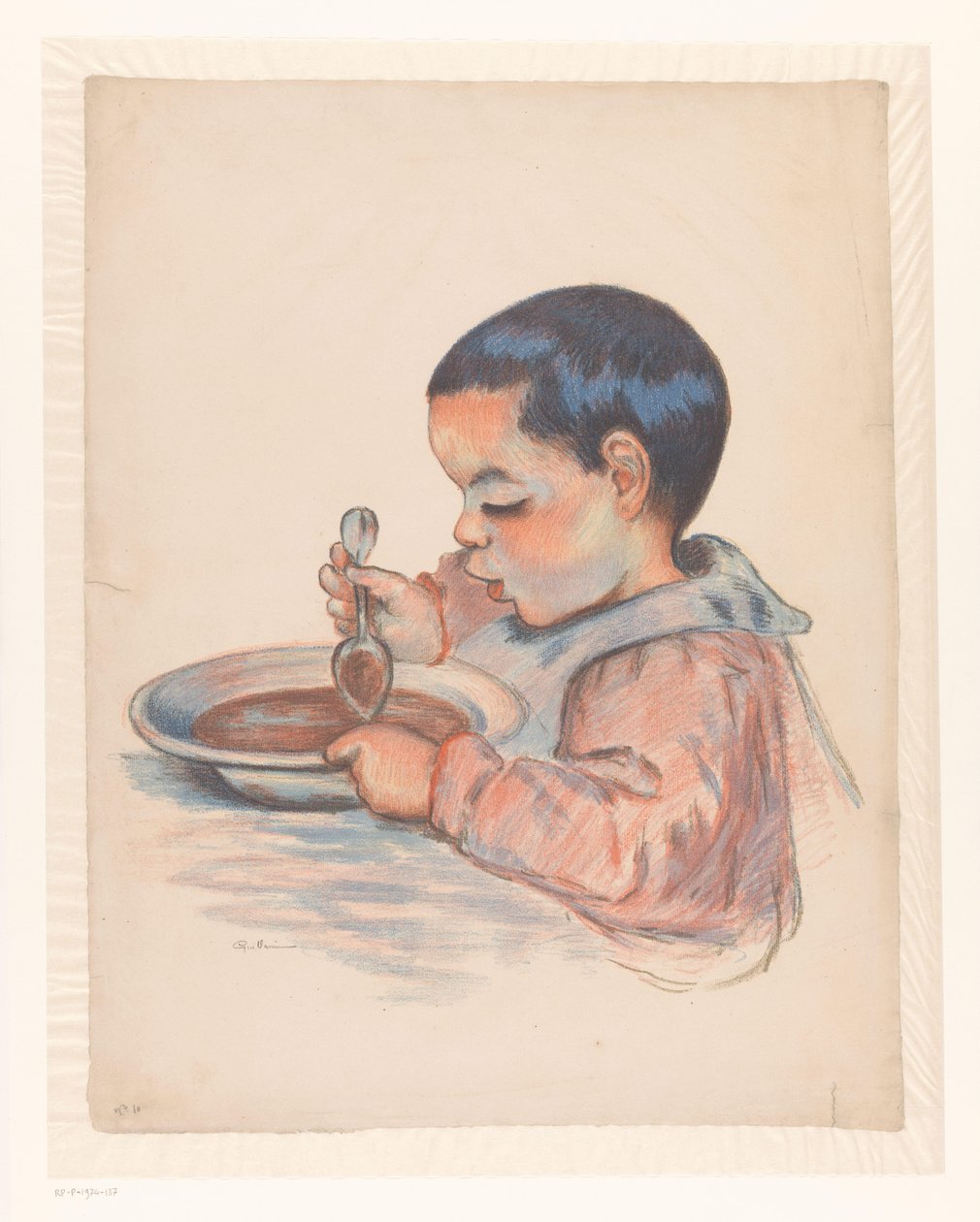 Barn spiser suppe af Armand Guillaumin