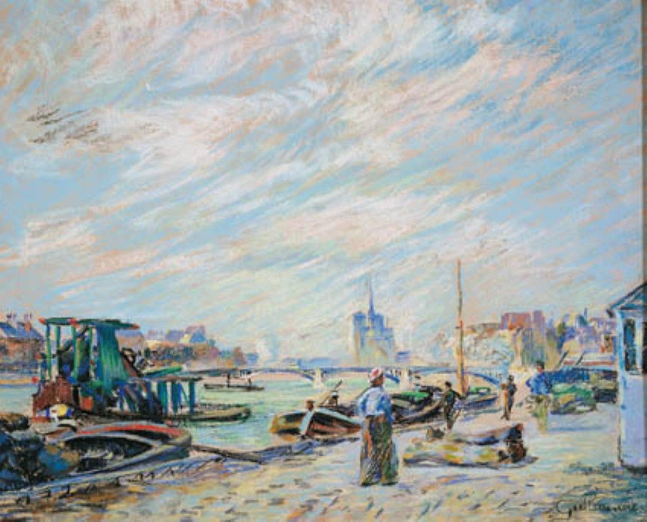 Udsigt over Quai Sully, nu kaldet Quai Henri IV, med Notre Dame i baggrunden af Armand Guillaumin