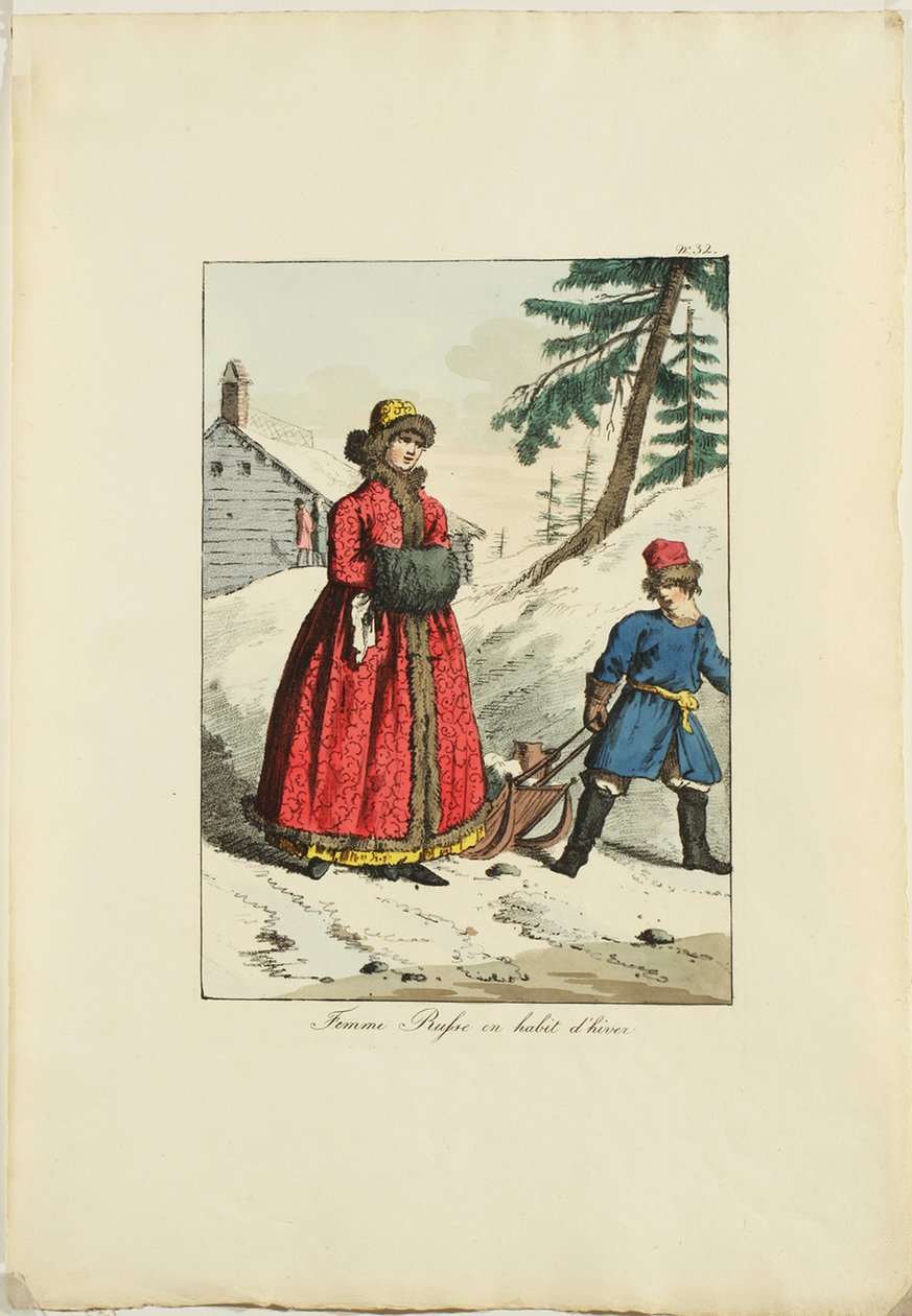 Russisk vintertøj fra Moeurs et Costumes des Russes, 1817 af Armand Gustave Haubigant