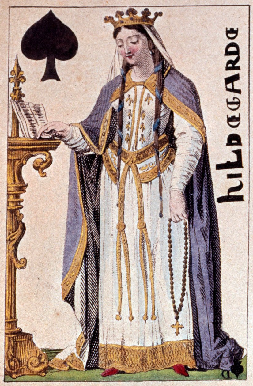 Repræsentation af Hildegarde de Vintzgau (757-783), kone til Karl den Store (Charles I). Detalje af et spillekort lavet af Gustave Houbigant (1789-1862) 1800-tallets Paris B.N. af Armand Gustave Houbigant