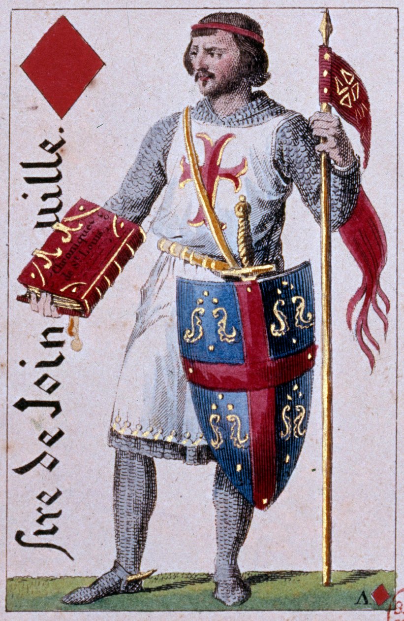 Repræsentation af Jean de Joinville (1225-1317) fransk klummeskribent ven og fortrolige til kong Ludvig IX. Detalje af et spillekort lavet af Gustave Houbigant (1789-1862) 1800-tallets Paris B.N. af Armand Gustave Houbigant