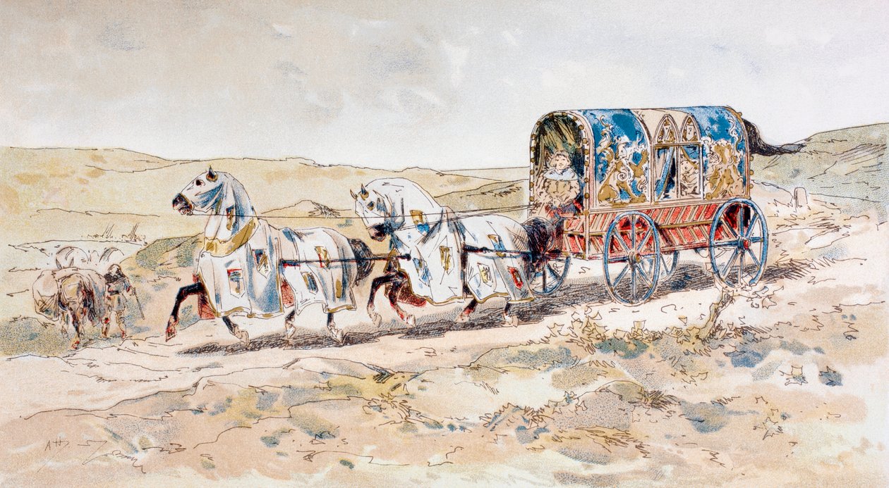 13th Century Horse Drawn Damevogn, 1886 af Armand Jean Heins