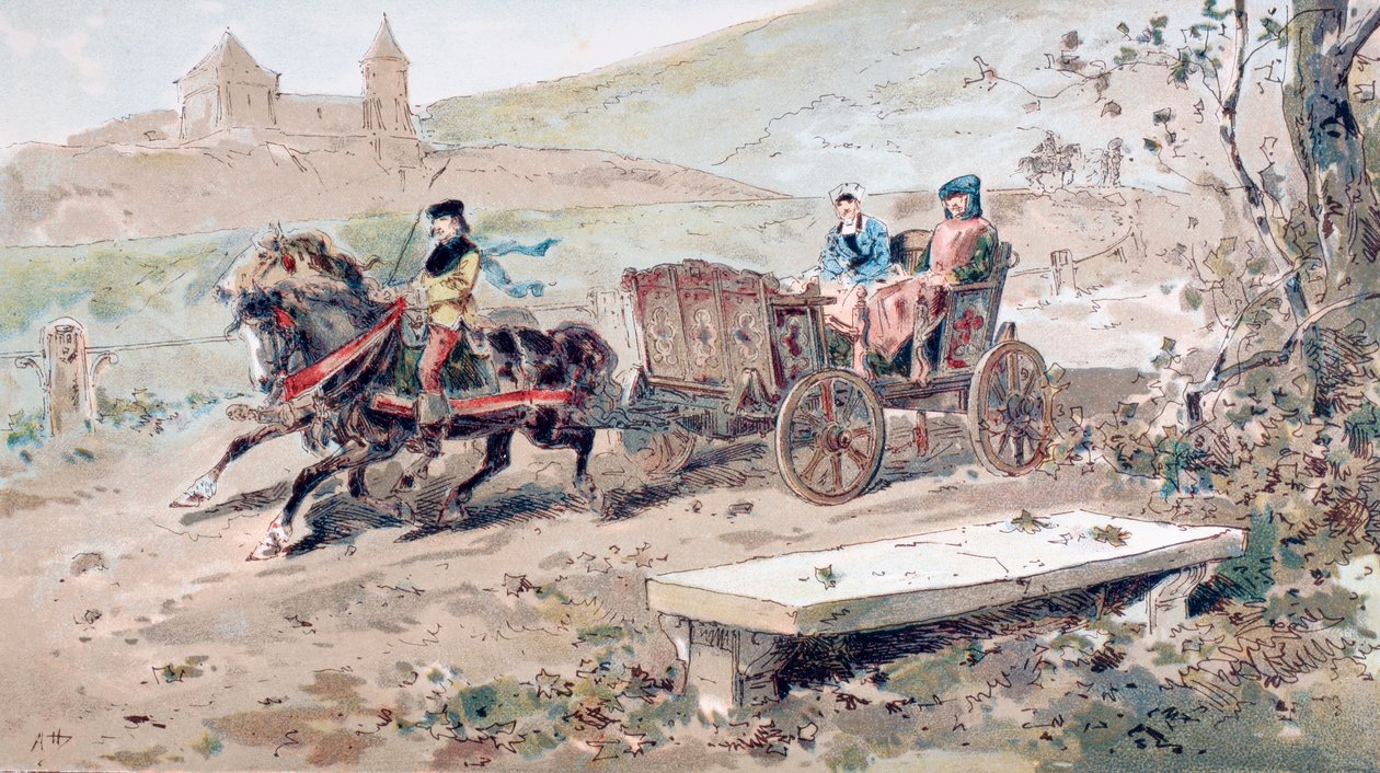 16th Century Horse Drawn Open Carriage af Armand Jean Heins