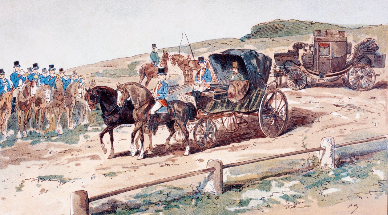 En postillion monteret på en vognhest, 1800-tallet, 1886 af Armand Jean Heins