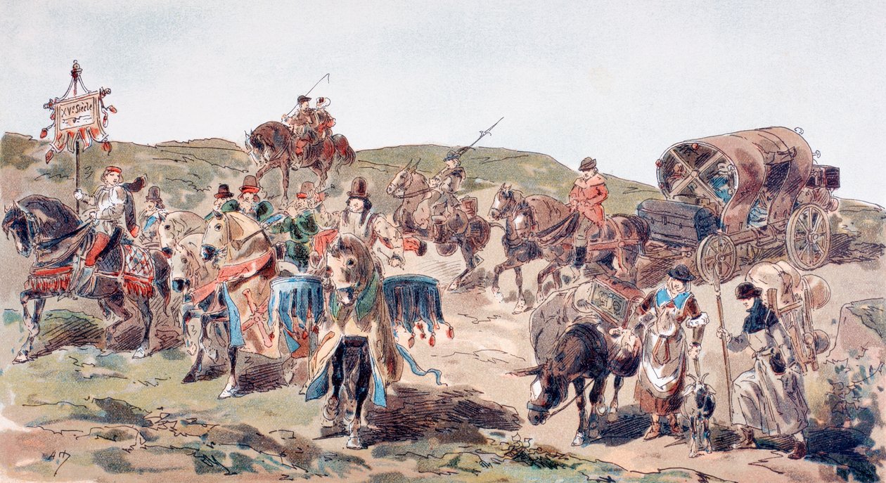 En vogn, der rejser med ledsagelse i det 15. århundrede, 1886 af Armand Jean Heins