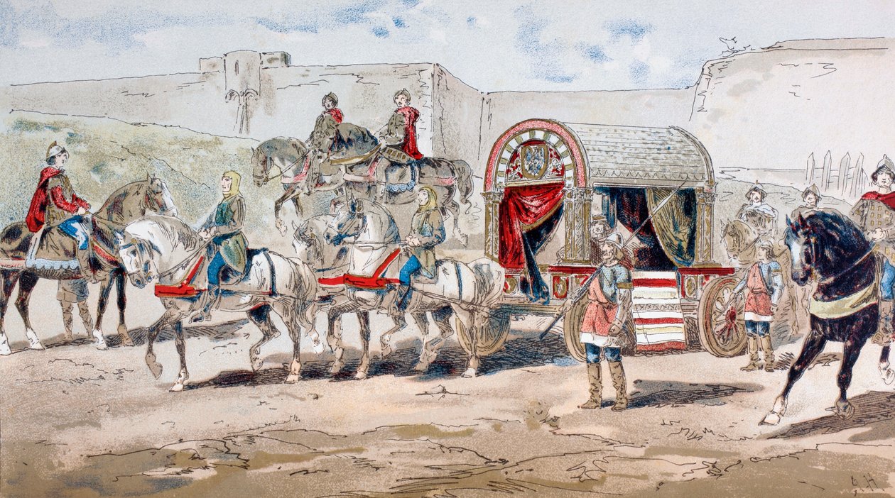 En hestetrukket kongelig vogn fra det 9. århundrede, 1886 af Armand Jean Heins