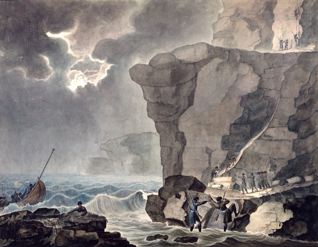 Landgang af de sammensvorne i Cadoudal-affæren ved Biville-klippen...