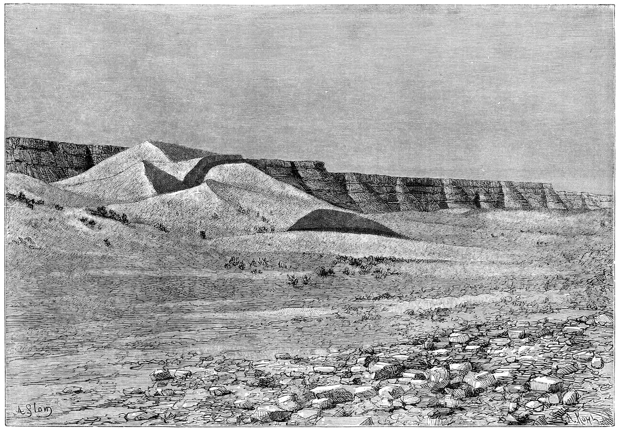 Cliffs of the Igharghar, taget fra den nordlige del af Temassinin, c1890 af Armand Kohl