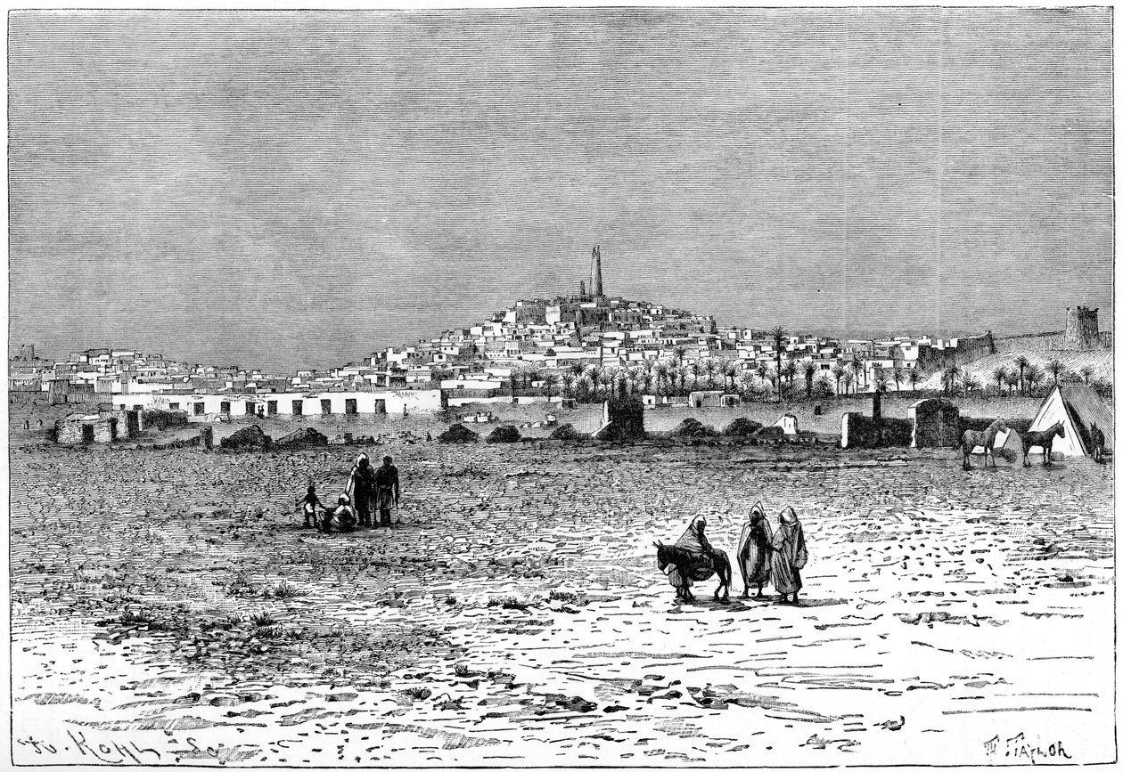 Udsigt over Ghardaia, Algeriet, c1890 af Armand Kohl