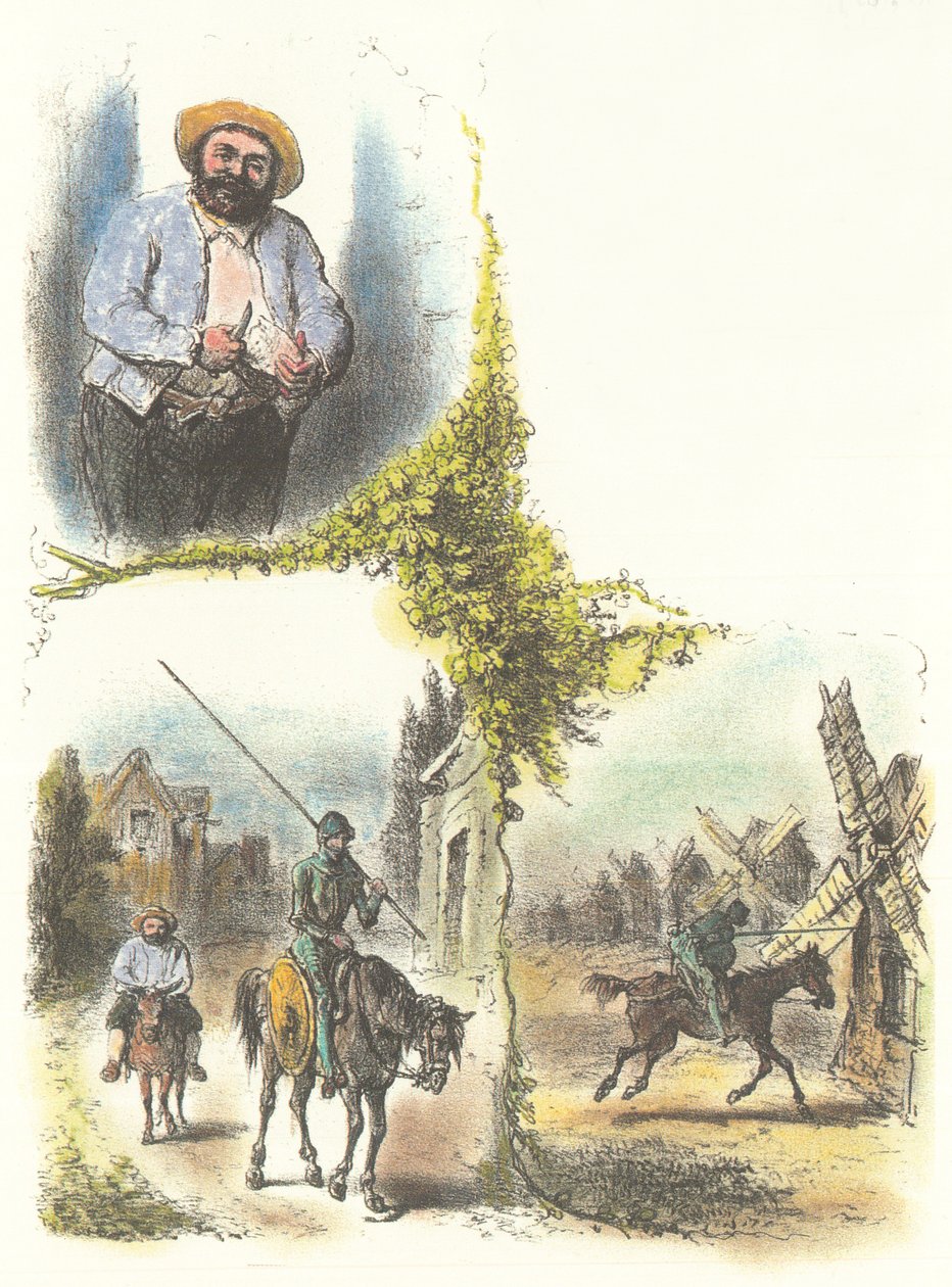 Illustration af Armand-Louis-Henri Telory til børnenes tilpasning af Don Quichot af Armand Louis Henri Telory