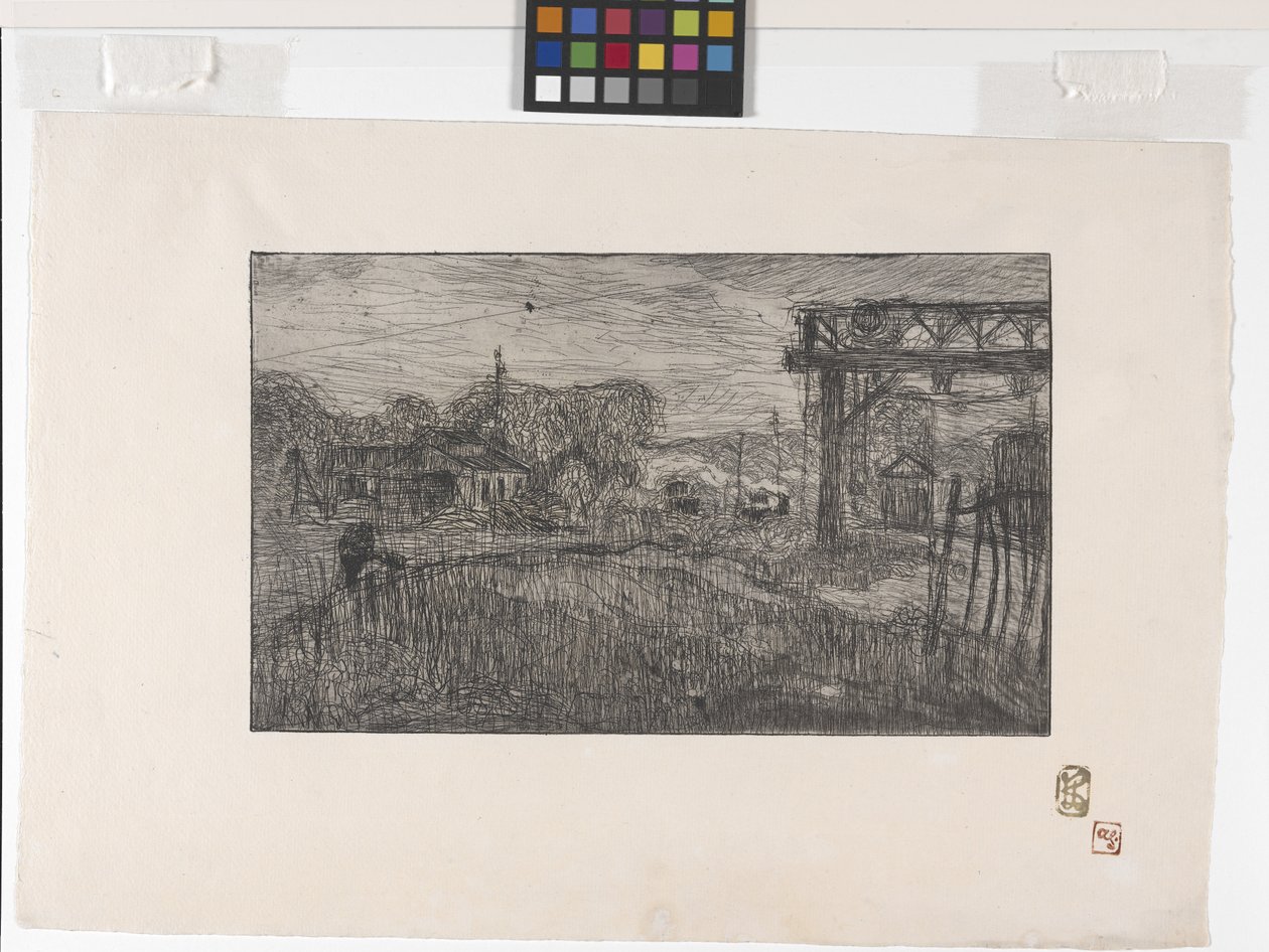 La Gare De Valmondois (Valmondois Togstation) (ætsning og roulette) af Armand Séguin