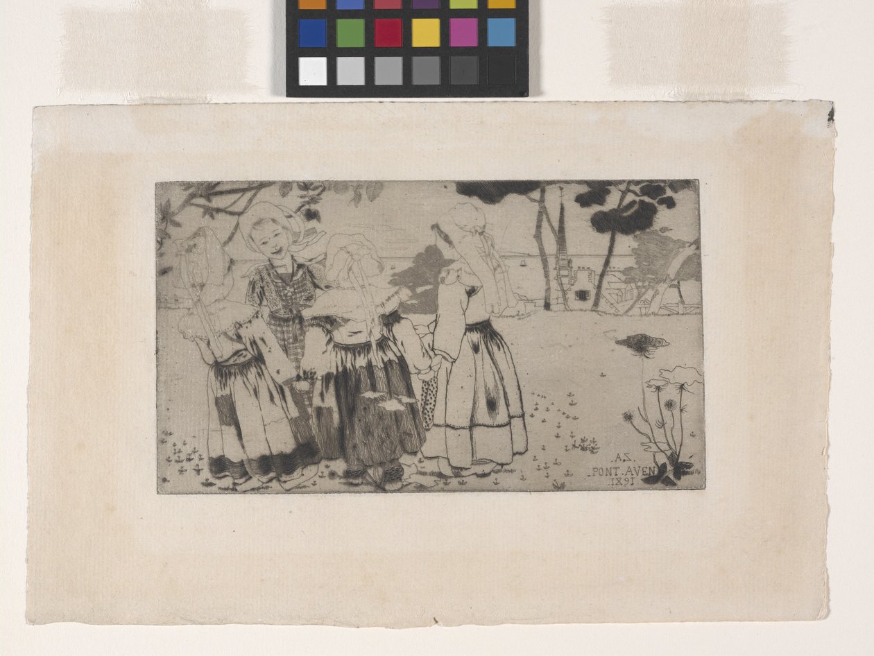 La Ronde De Pont-Aven (Dansen ved Pont-Aven) (ætsning, akvatinte og tørnål) af Armand Séguin